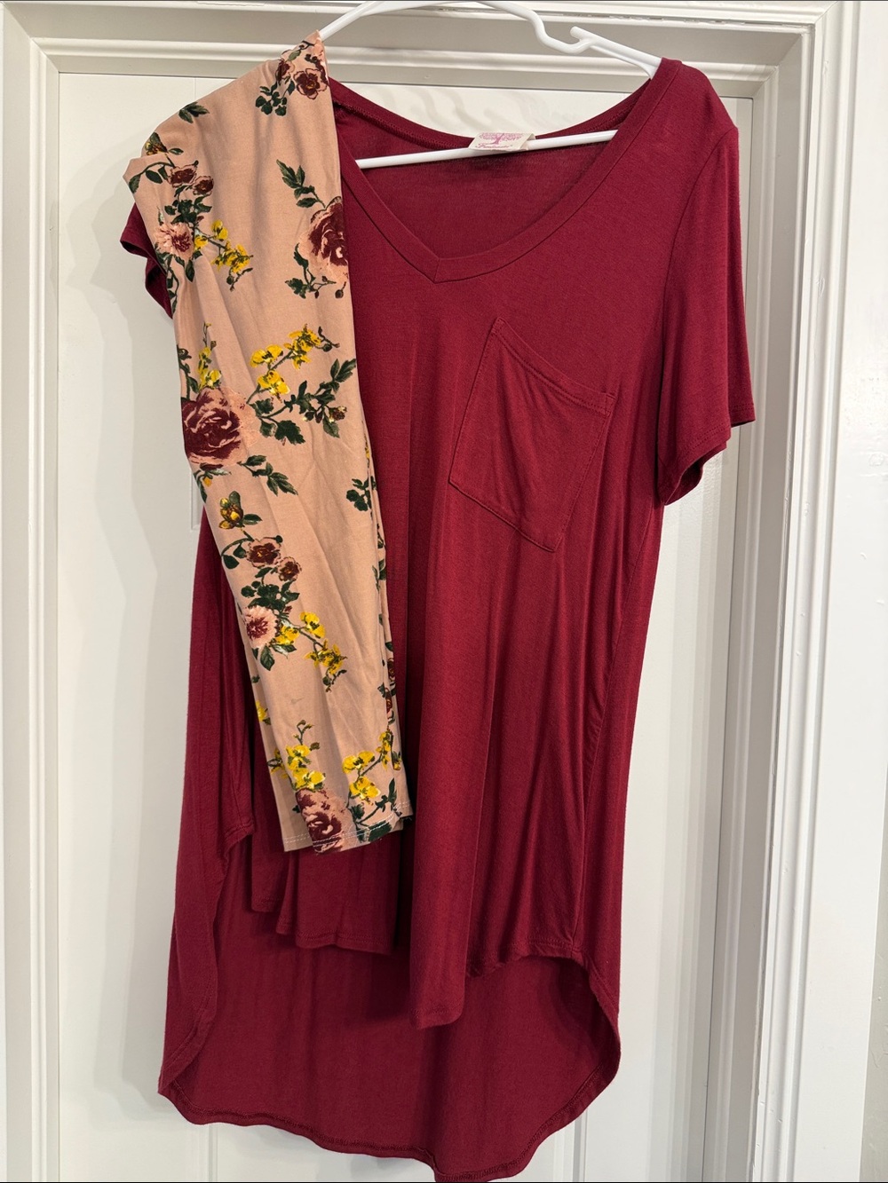 Freeloader Wine Red Top with Pink Tree Logo Detail